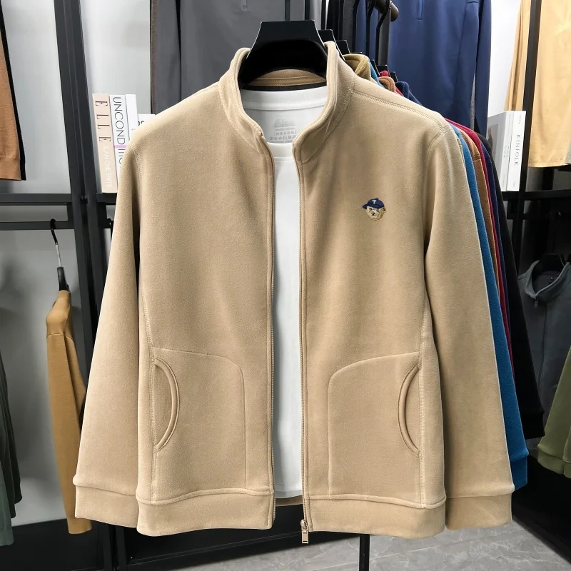 Luxus-High-End-Marke Männer Plush Warmwasche Jacke Exquisite Bear Stickerei Design Herbst Winter Weiche Komfort Standing Collar Jacke – Detail 4
