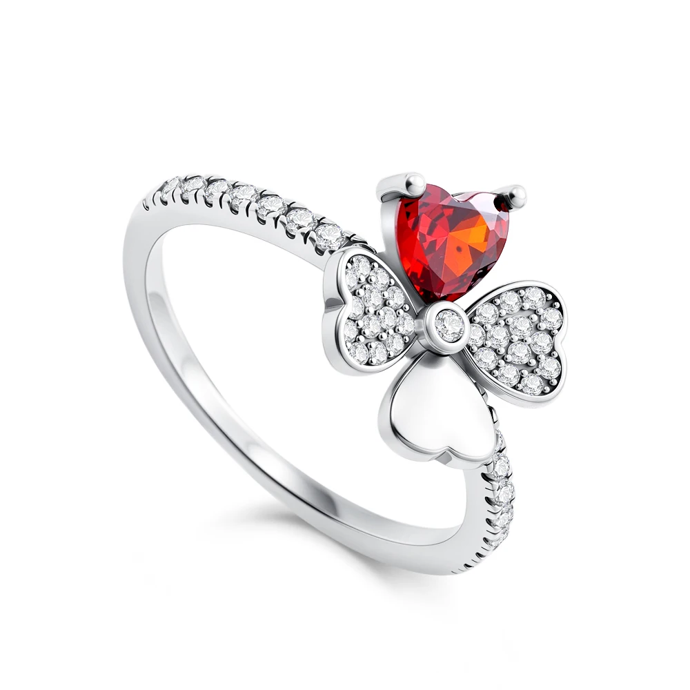 2025 New 925 Silver 6 7 8 9 Heart Ring Pink Lucky Grass Bow Moon Ring, Suitable for Party Wedding Party Fashion Jewelry