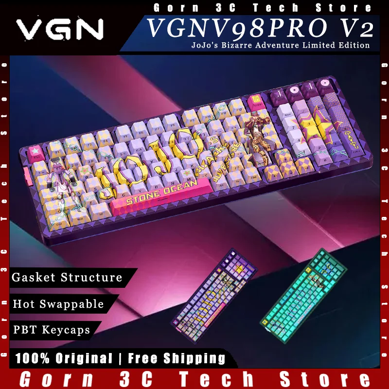 

VGN V98Pro V2 JoJo's Bizarre Adventure Mechanical Keyboard Tri-mode Gasket Structure Customized Gaming Keyboard Pc Accessories