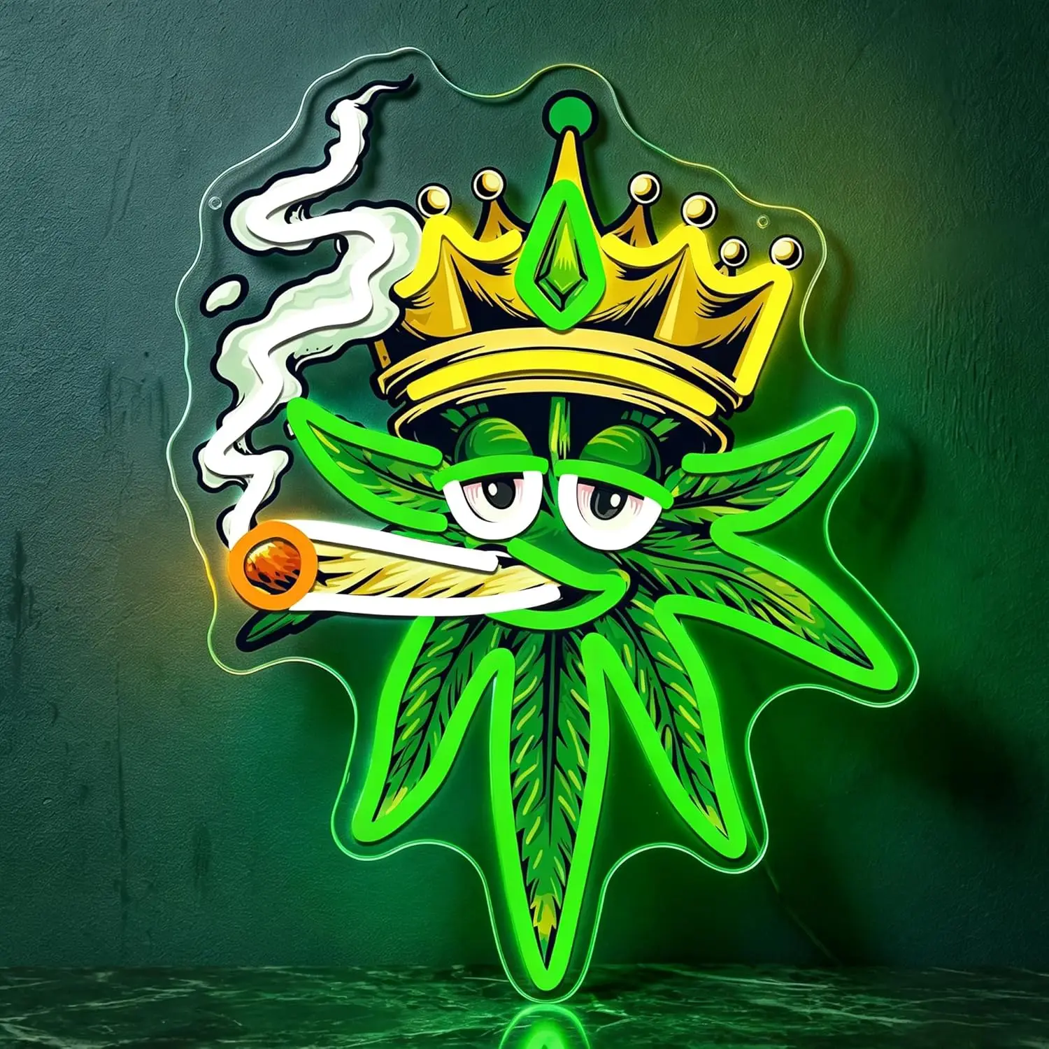 Cool Neon Sign LED Leaf Weed Neon Light Sign Crown Weed Party USB for Gaming Room Home Bar Man Cave Wall Decor Gift for Father