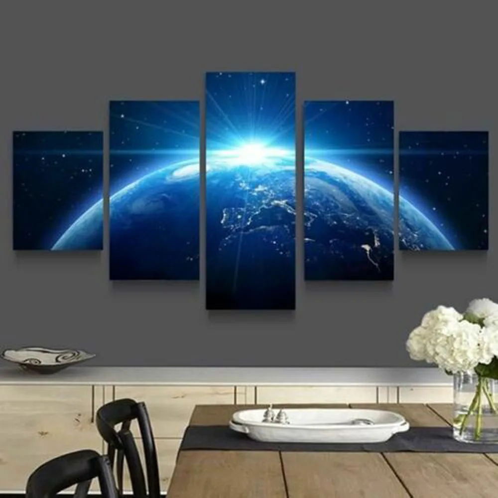 

Night Planet Earth Outer Space Star No Framed 5Pcs Wall Art Canvas Posters Pictures Paintings Home Decor Living Room Decoration