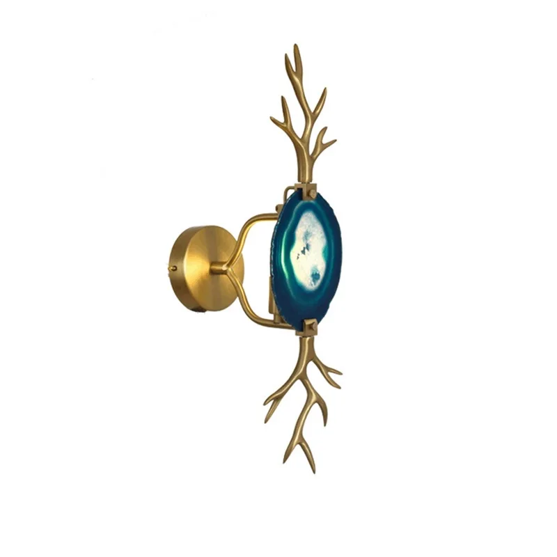 BERTH Modern Luxury Wall Lamp Brass Agate Sconce LED Decorative Fancy Lights For Room Corridor