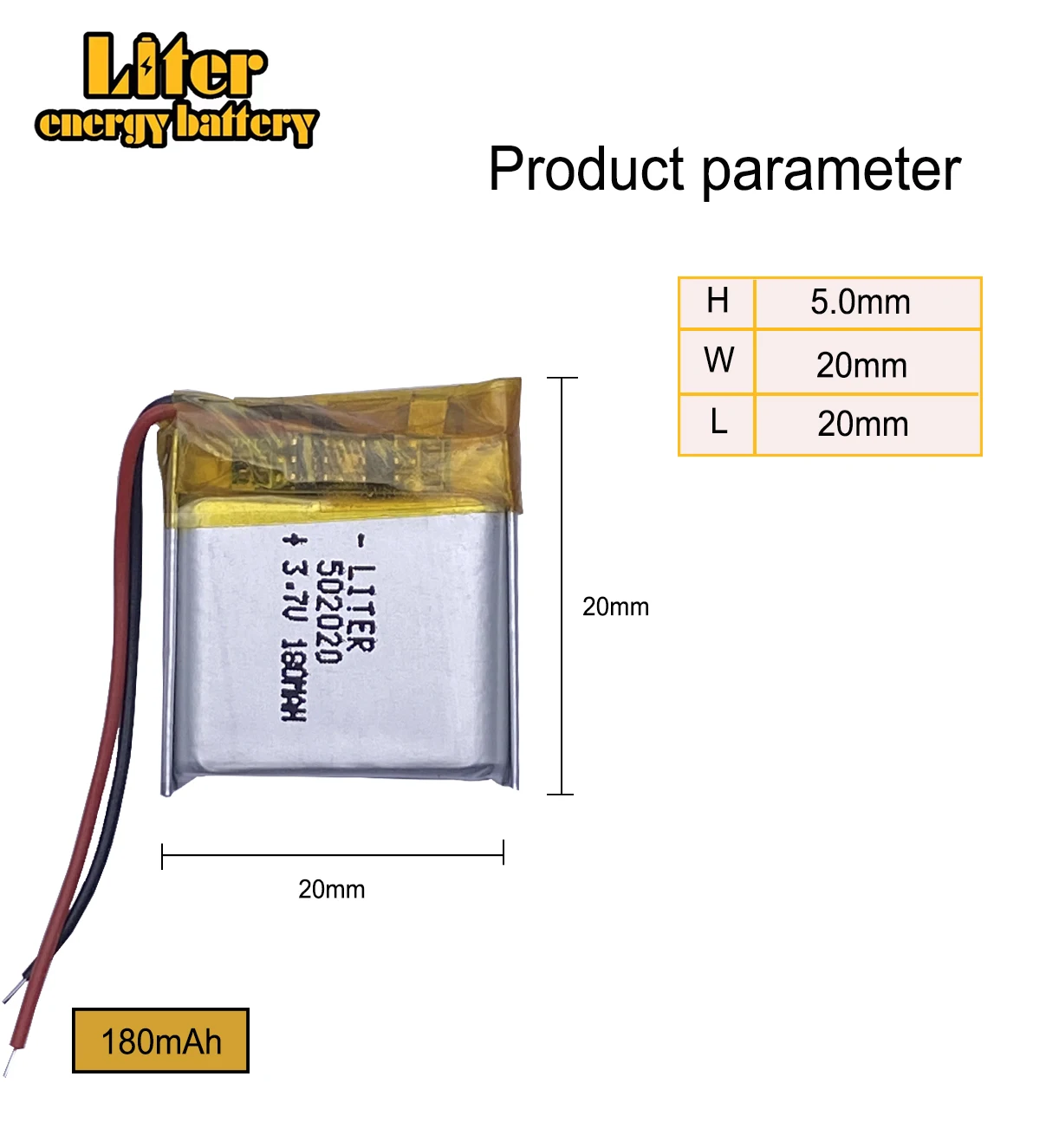 Liter energy battery 3.7V polymer lithium battery 502020 180mAh small toys Bluetooth headset watch 7 smartwatch