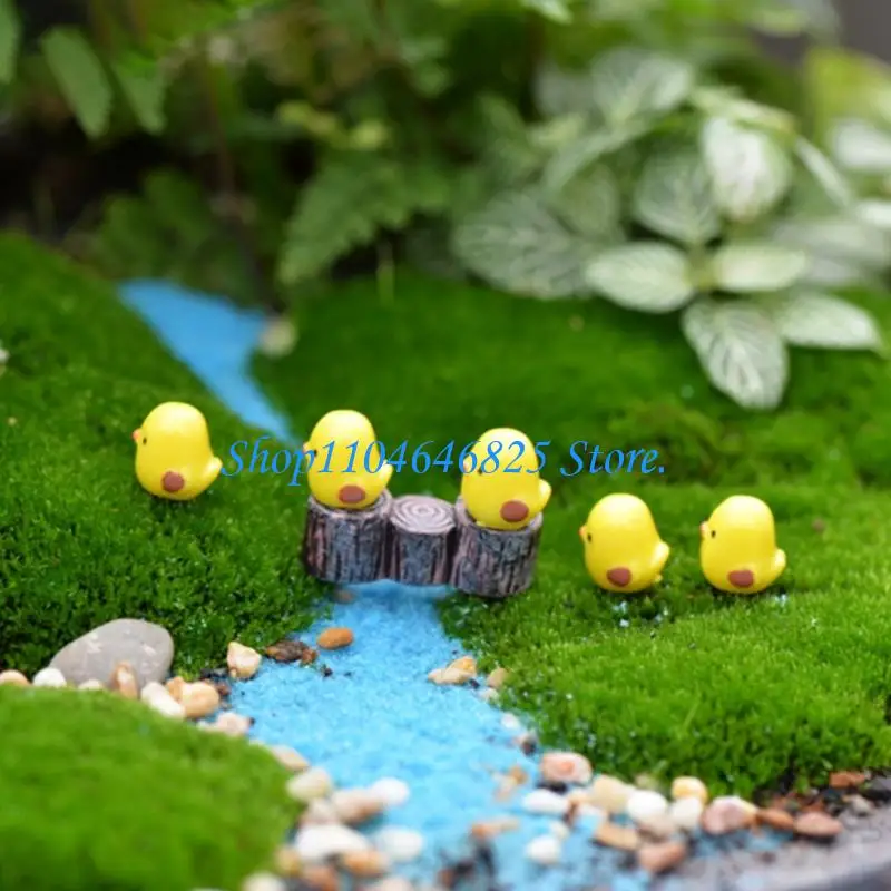 Pack of 5 Mini Yellow Chick Figurines Ornaments for Home Party Landscape Decors