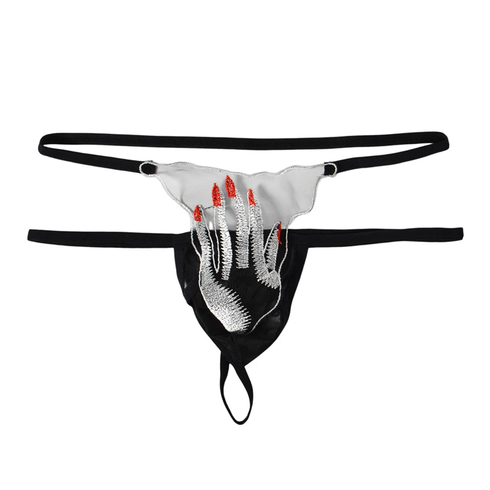 

Men's Lace Mesh Embroidery Thin Straps See Through Underwear For Man Very Hot Lingerie Transparent Femboy Bulge Pouch Thongs
