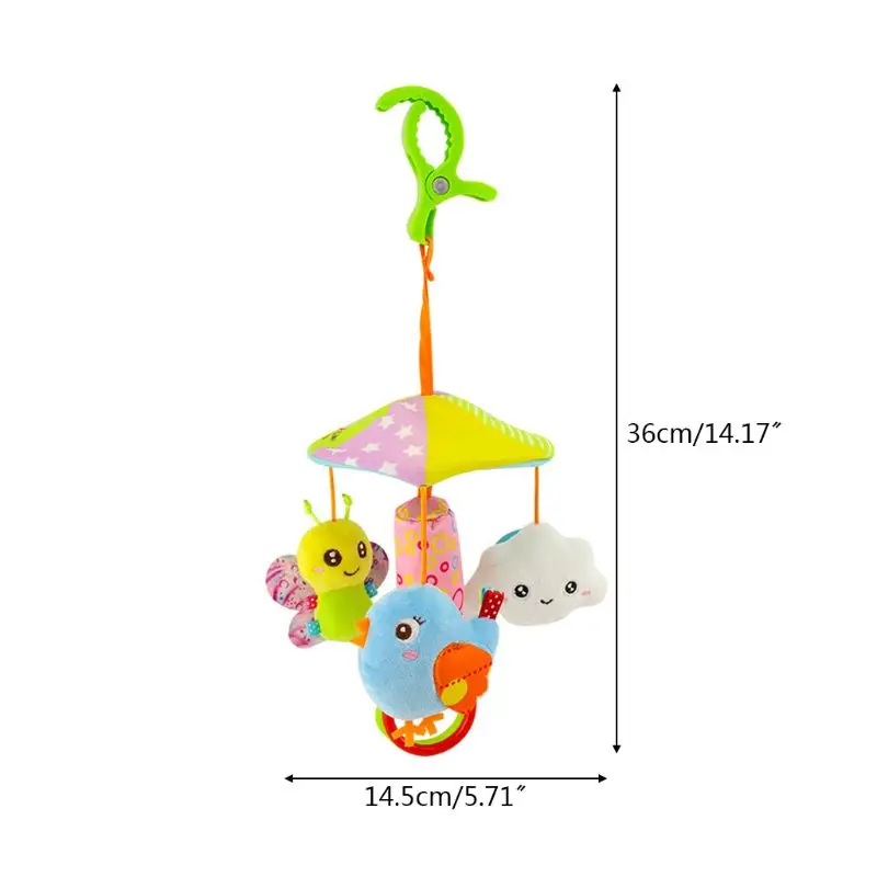 Cloche suspendue en forme d'animal mignon, jouet pour lit bébé, poussette, carillon éolien, hochet pour poupée, nouveau-né,