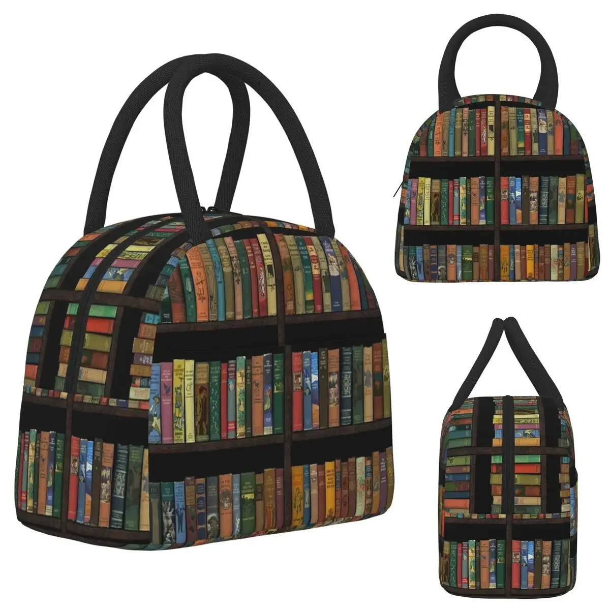 Education Library Book Insulated Lunch Bag for Women Office Cooler Thermal Food Box Tote Portable Lunch Boxes Container