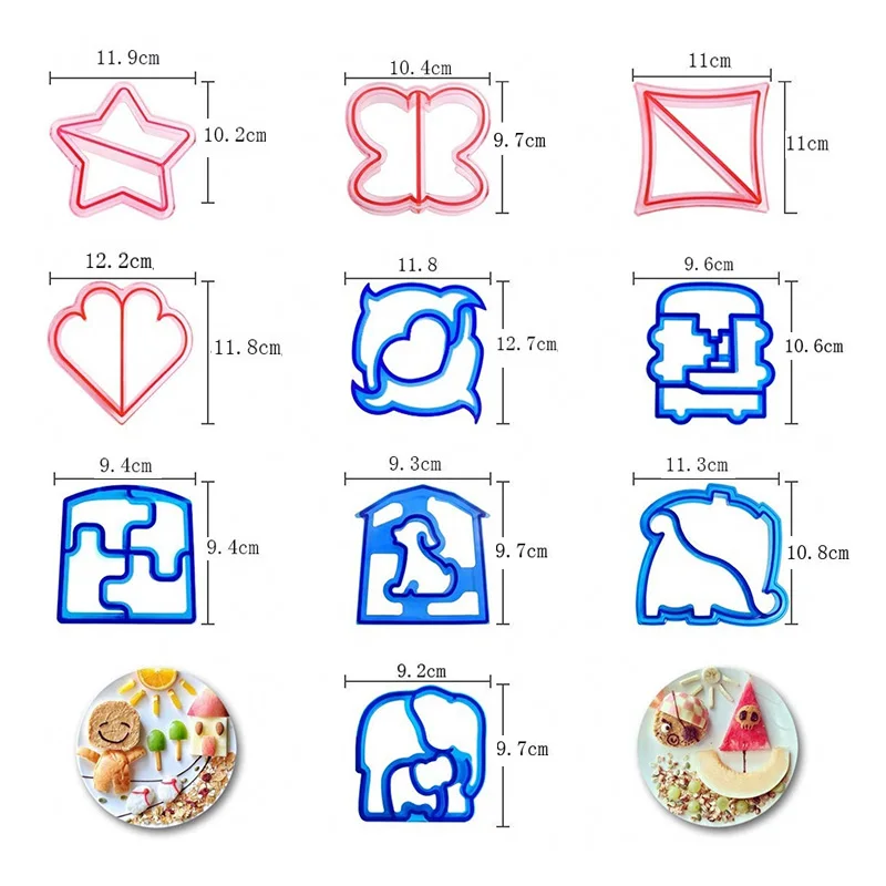 Cookie Cutters DIY Fun Plastic Sandwich Cutter for Kids Heart Dog Dinosaur Shape Bread Crust Cutters Vegetable Molds Maker