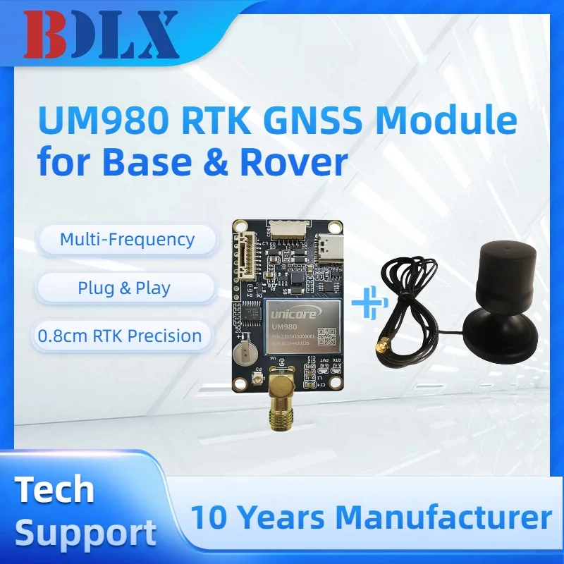 Módulo RTK UM980 GNSS multibanda GPS/BDS/GLONASS/Galileo para drones topografía UM982 con antena GPS Base Rover de alta precisión