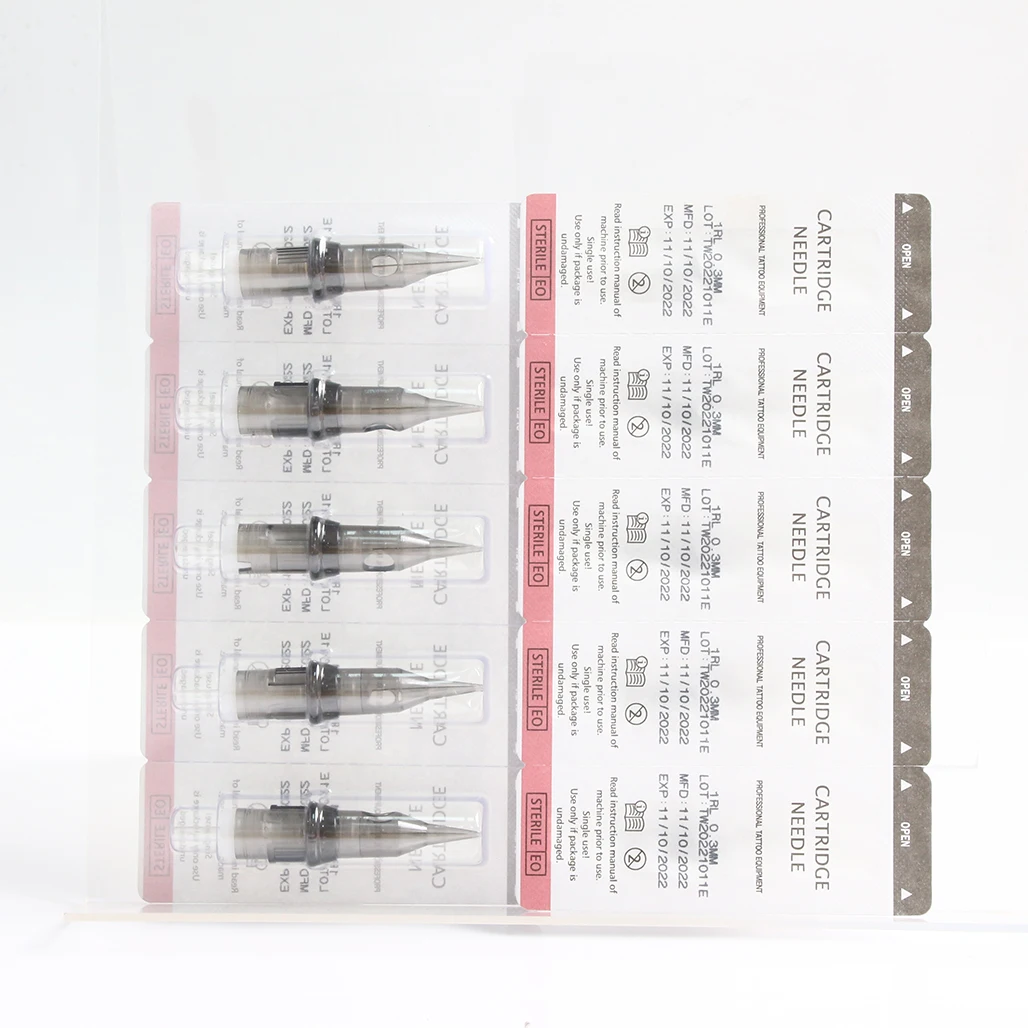 50pcs/box Cartridge Tattoo Needles Rl Rs Rm M1 Disposable Sterilized Safety Tattoo Needle For Cartridge Machines Grips