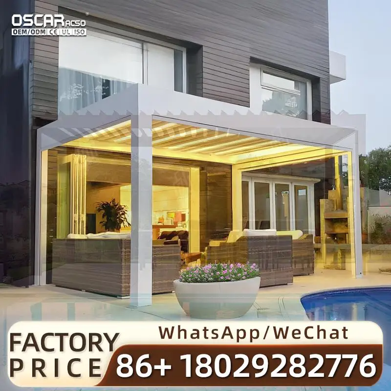 

2025 Hot Sale Automatic Waterproof Outdoor Aluminum Louvered Cover System for Garden Patio Backyard Pergola