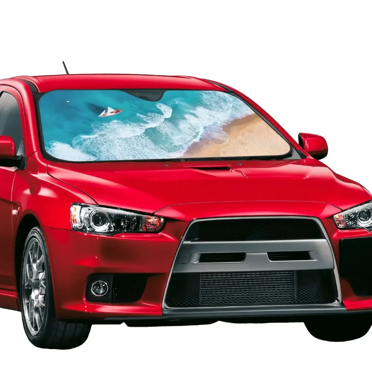 Waves Yachts Personality Sunshade Windscreen 70x130cm Sea Beach Scenery Foils Car Sunshade Car-styling