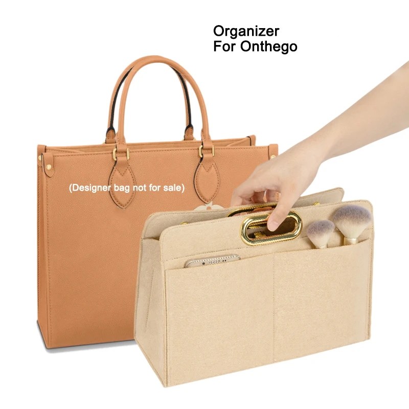 For On the Go PM MM GM Organizer per borse in feltro con manico dorato, inserto per borsa interna Tote, custodia per trucco cosmetico borsa Onthego Liner