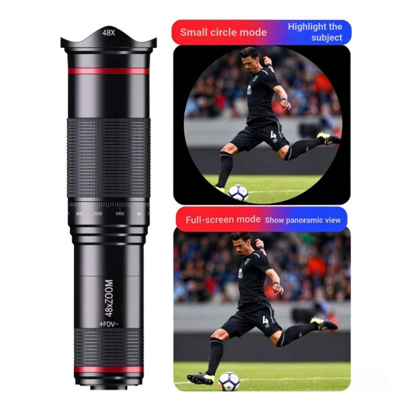 48X Super Telephoto Phone Lens HD Metal Monocular Telescope Lens with Tripod for Camping Landscape Shooting