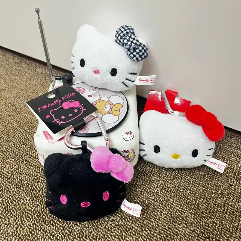 Cartoon Anime New Love-button Cat Head Hellokitty Plush Doll Sanrios Girl Bag Pendant Car Keychain Hanging Decoration Toy Gift