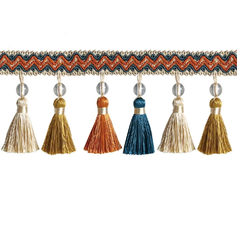 Colorful Tassel Fringe Trim Curtain Tassels Beads Tiebacks Straps Home Decor Curtain Accessories DIY Sewing Craft Cushion Sofa