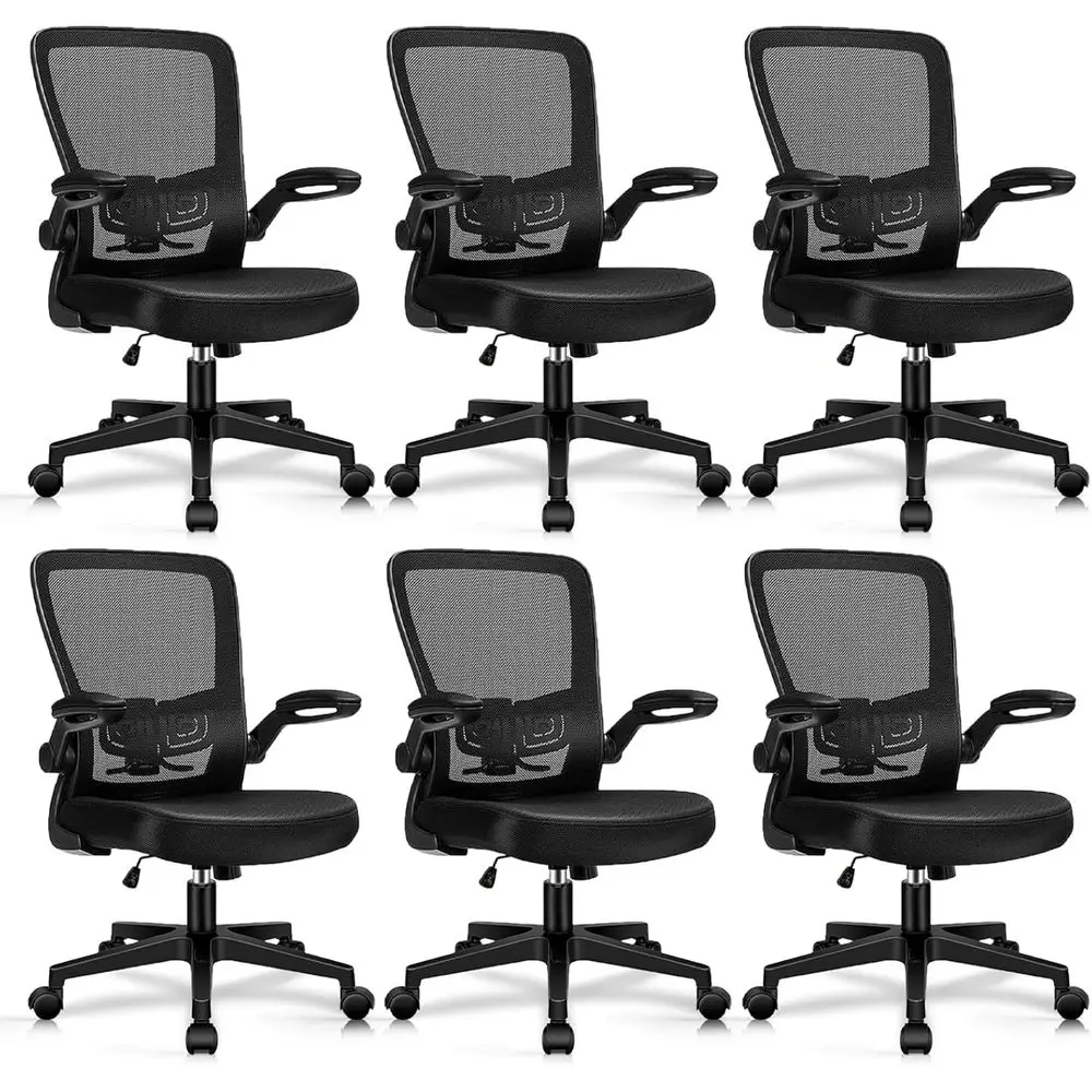 

Ergonomic Mesh Swivel Office Chair with Adjustable Height, Lumbar Support, and Padded Armrests - Set of 6