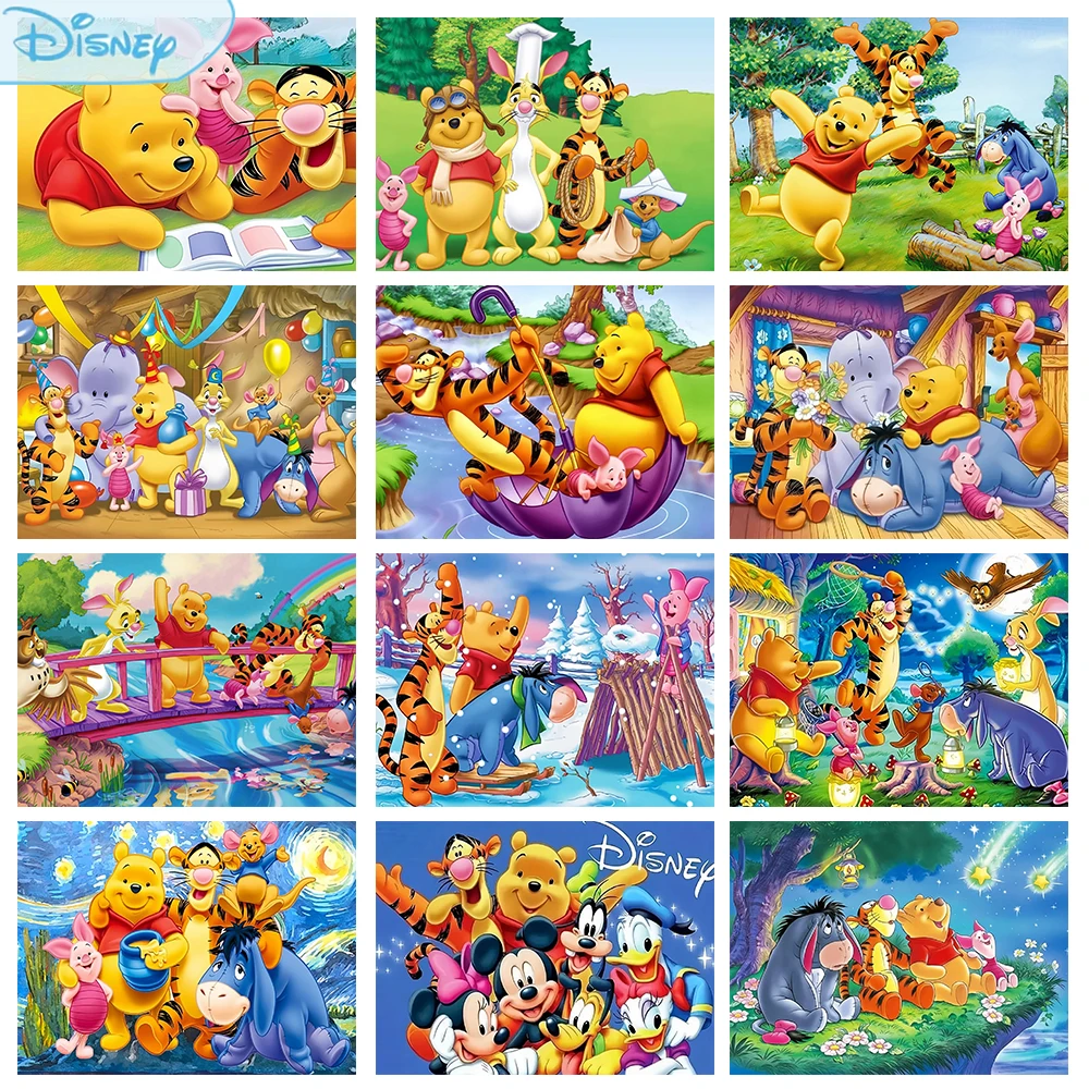 DIY Disney Diamond Painting Winnie The Pooh Piglet Tiger Full Diamond Embroidered Cartoon Cross Stitch Set Art Home Decor Gift