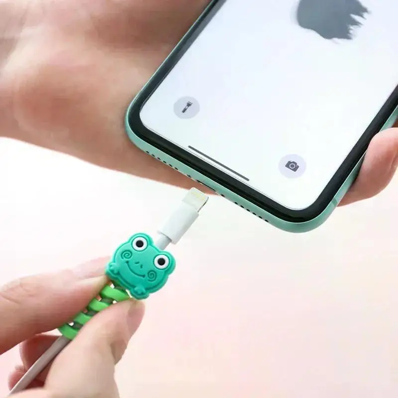 Cable Sleeve with Cable Bite Protector Cute Animal Flower TPU Soft Protective Data for Xiaomi iPhone USB Charger Cable Cord