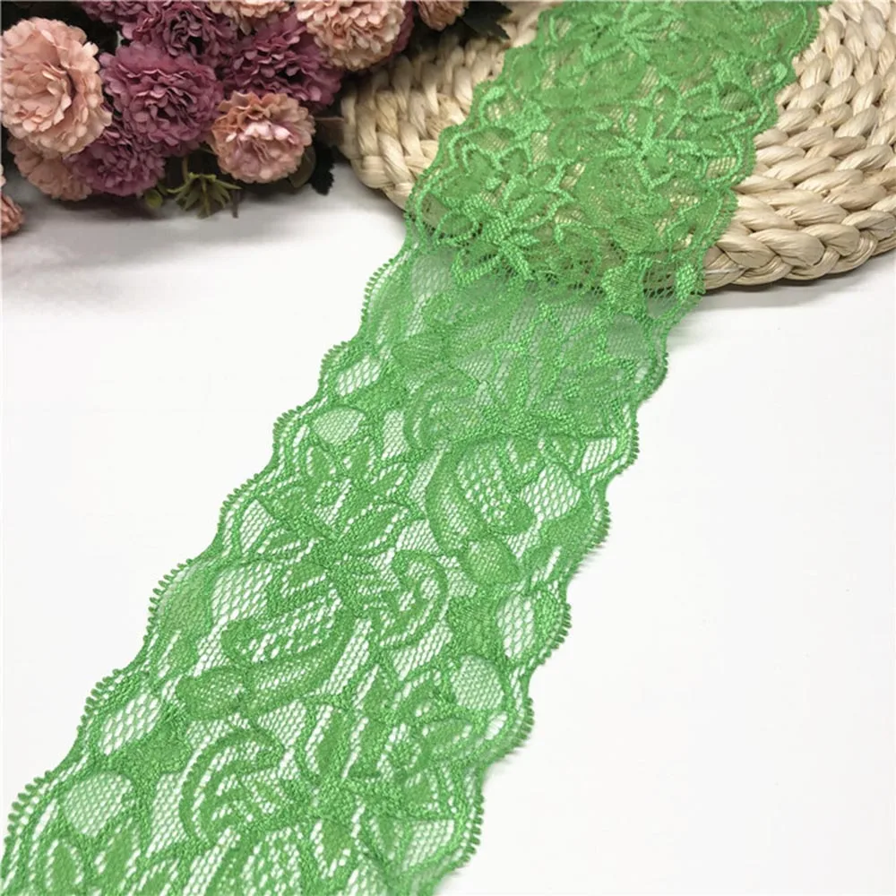 Width 8cm Elastic Lace Sewing Ribbon White Embroidered Stretch Lace Trimming Fabric Knitting Material DIY Garment Accessories