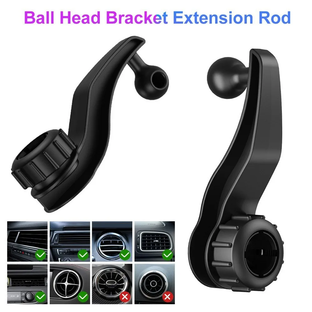 17 مللي متر وصلة كروية حامل هاتف السيارة تمديد قضيب 360 °   ملحقات حامل GPS قابلة للدوران من البلاستيك الأسود