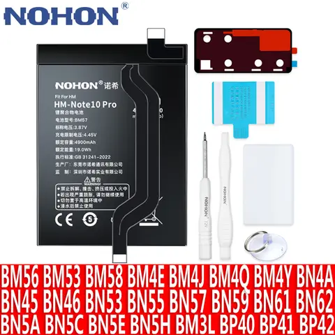 NOHON for Redmi Battery Note 13 11 10 9 8 7 6 5 K60 K50 K40 K30 K20 Xiaomi Bateria BM56 BN57 BM58 BN53 BM4Y BM4J BM3L BN55
