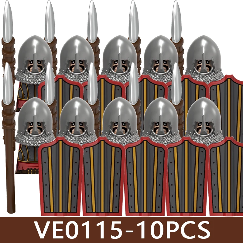 Mittelalterliche Militär-Soldatenfiguren Armee-Bausteine Burg-Ritter Kreuzfahrer Kommandant Krieger Rüstung Zubehör Bausteine Spielzeug