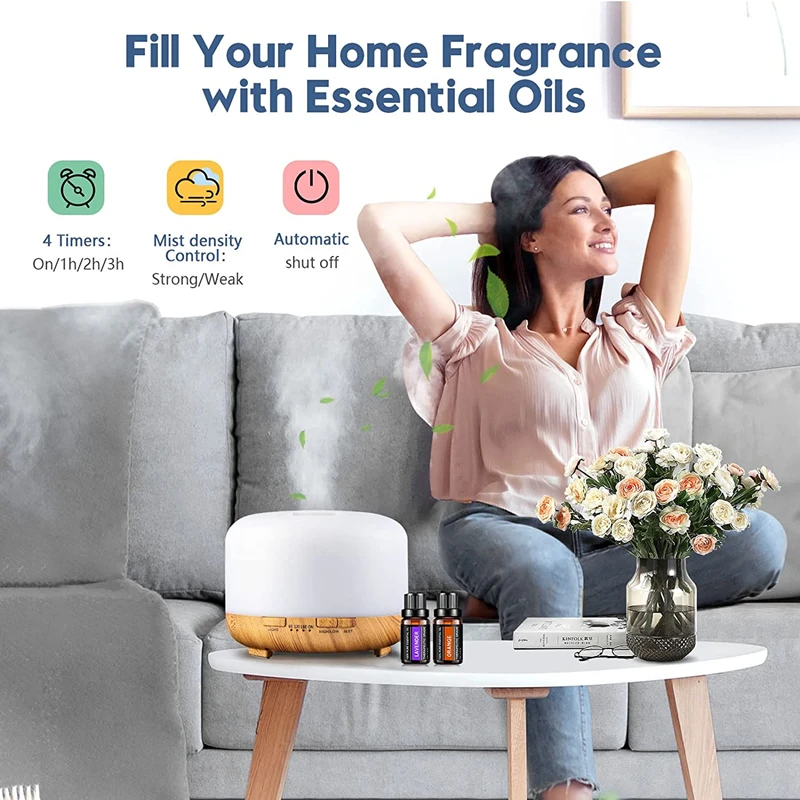 Wood Grain Aroma Diffuser Air Humidifier Essential Oil Machine With Colorful Night Lights USB Humidifier Mini Size Humidifier