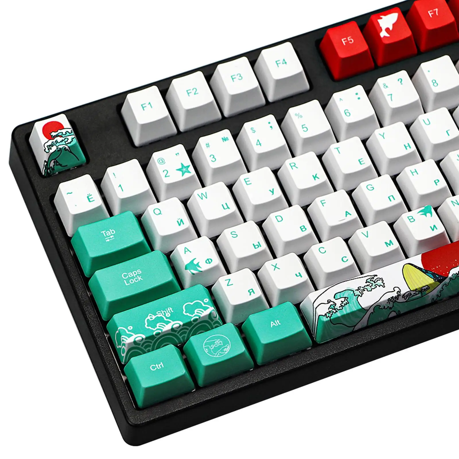 Coral Sea -e Keycaps PBT Dye Sublimation 110 Key Full Set for Cherry MX