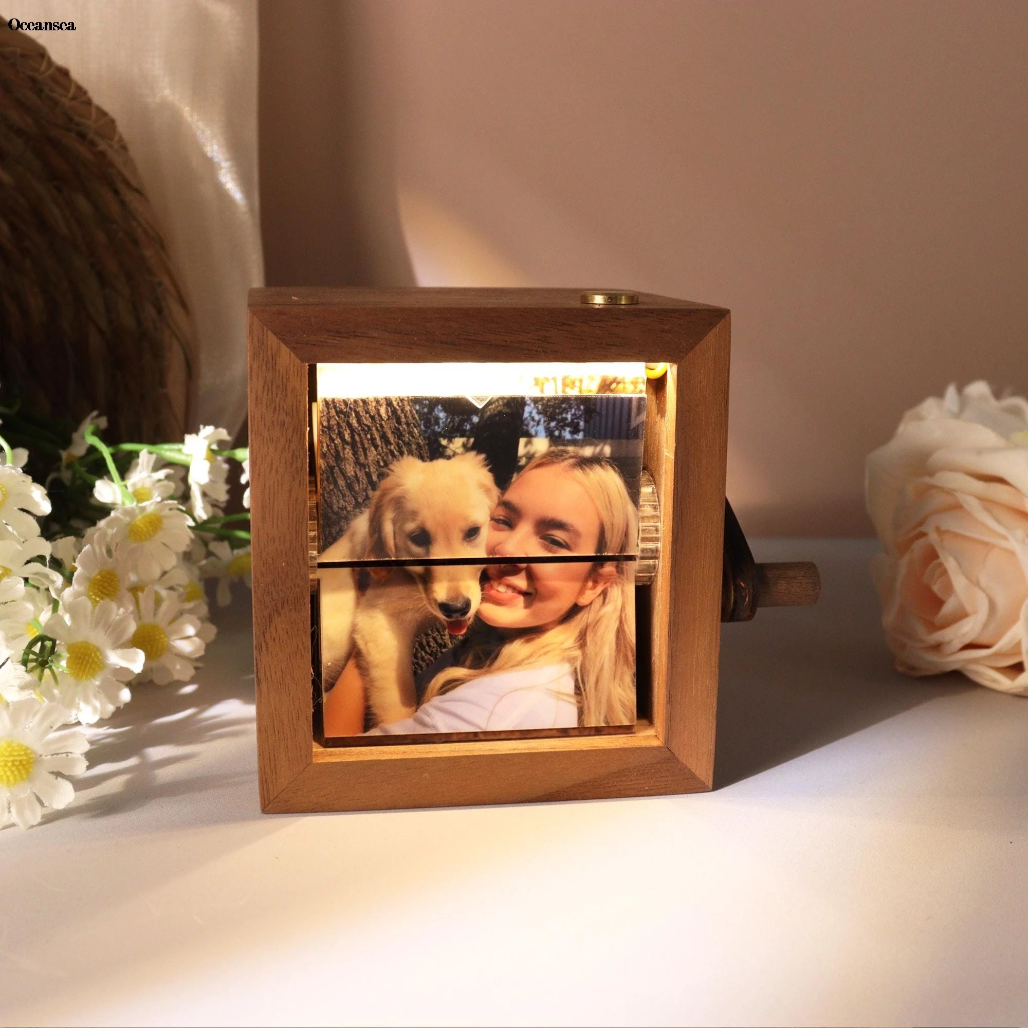 إطار صور كتاب تذكاري شخصي، ألبوم صور خشبي مكرنك يدويًا، هدية للأزواج في عيد الحب #4
