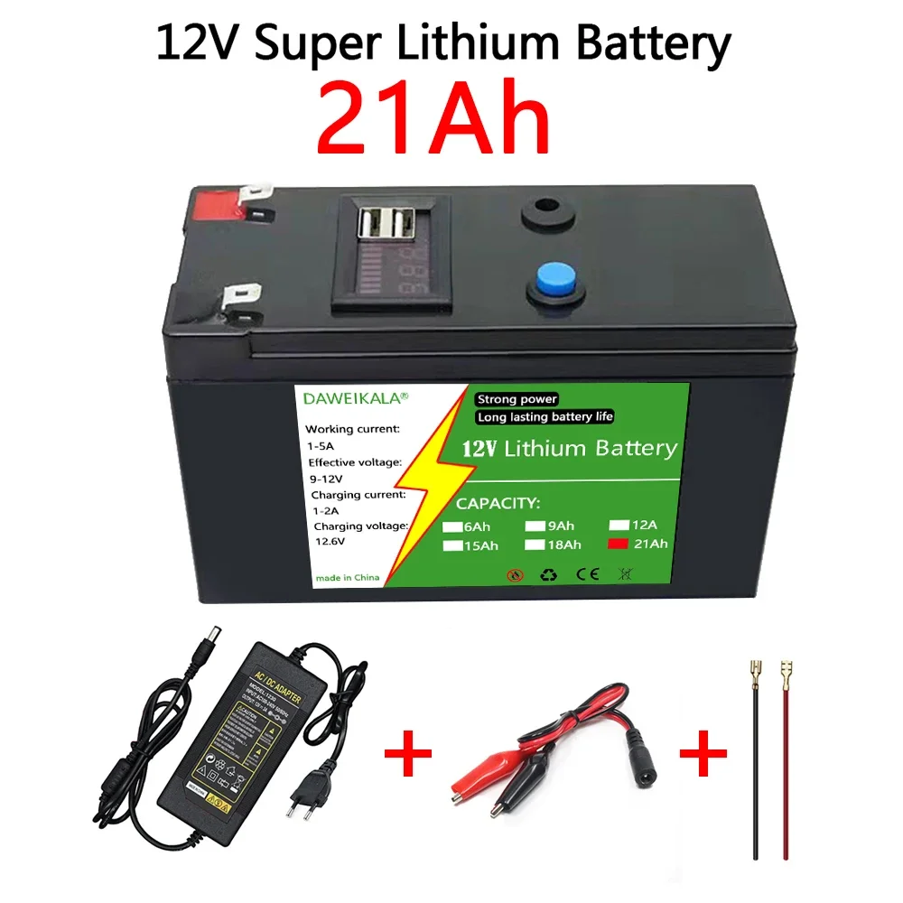 12V 21Ah 18650 Lithium Battery Pack 3S7P Rechargeable Battery for Solar Energy Electric Vehicle Battery 12.6v 3A Charger