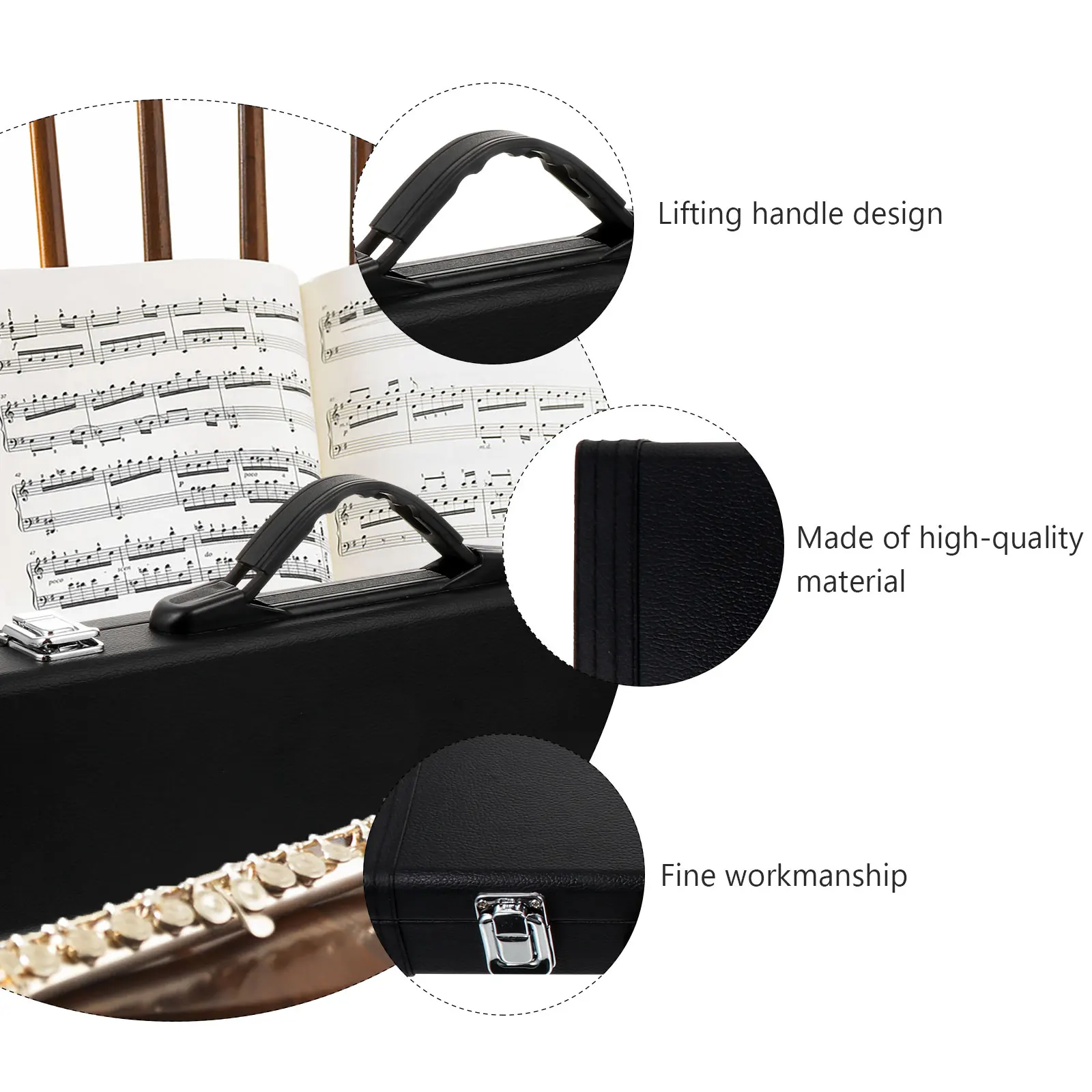 

Anti-drop Box for Flute Storage Case Food Portable Accessory Pu Carrying