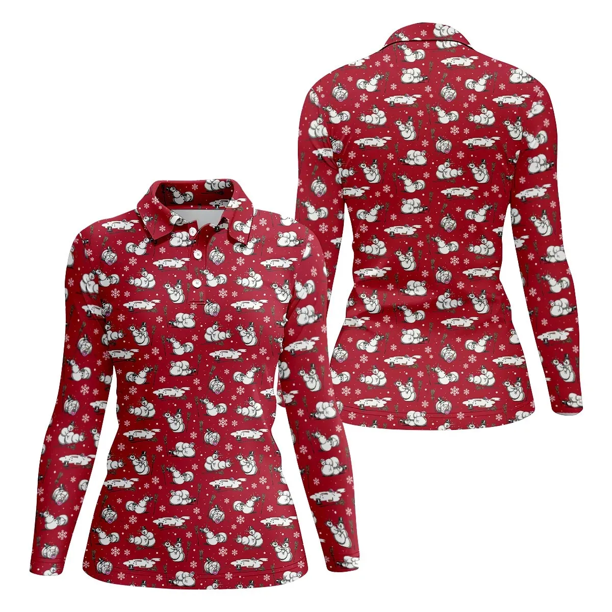 Fall Party Top Women's Santa Claus Long-Sleeved Sporty Polo Shirt, Holiday Print Casual T-Shirt, Fashionable Street Style