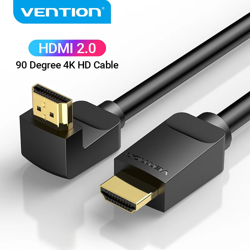 Vention Kabel HDMI 4K HDMI 2.0 Adapter kąta HDMI 90/270 stopni do Apple TV PS4 Rozdzielacz Video Audio 90-stopniowy kabel HDMI