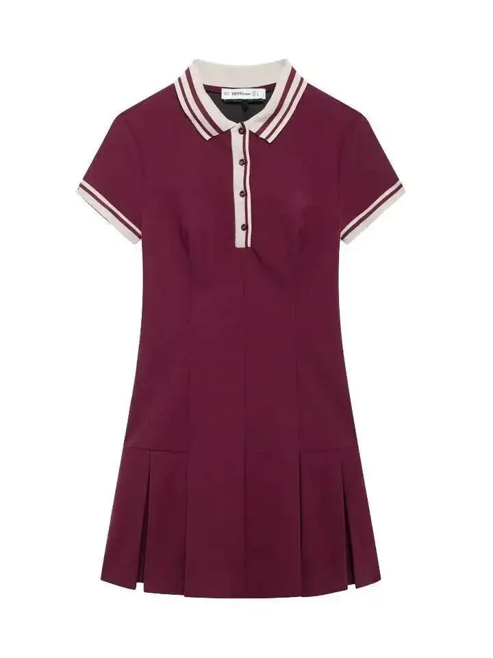 فستان نسائي قصير مرقع بأكمام قصيرة وطيات واسعة فستان نسائي أنيق غير رسمي فستان قصير أساسي Mujer Vestidos تي شيرت K1D5