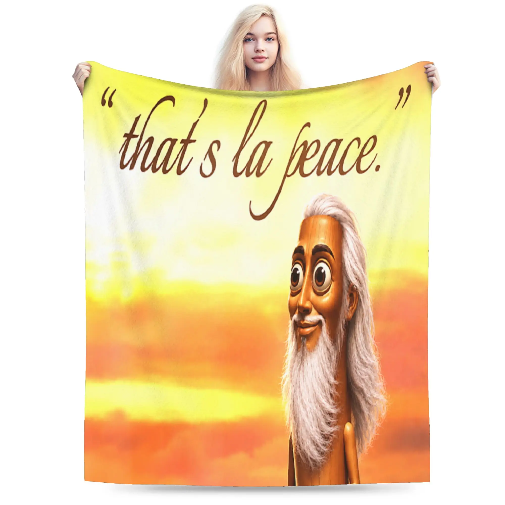That S La Peace Funny Tung Tung Sahur Sunset Vintage Meme Blanket Girls Flannel Bedding Throws For Bedroom Warm Cozy Bedspread