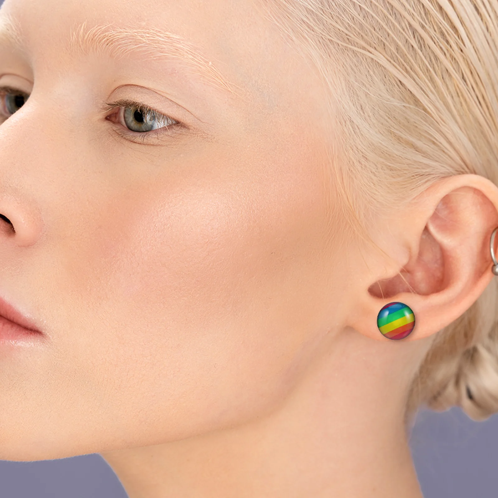 

1 Pair Stainless Steel Earrings Gay Lesbian Pride Ear Stud Durable Chic Daily Wear Rainbow Color Earrings Jewelry Gift 2X1Cm