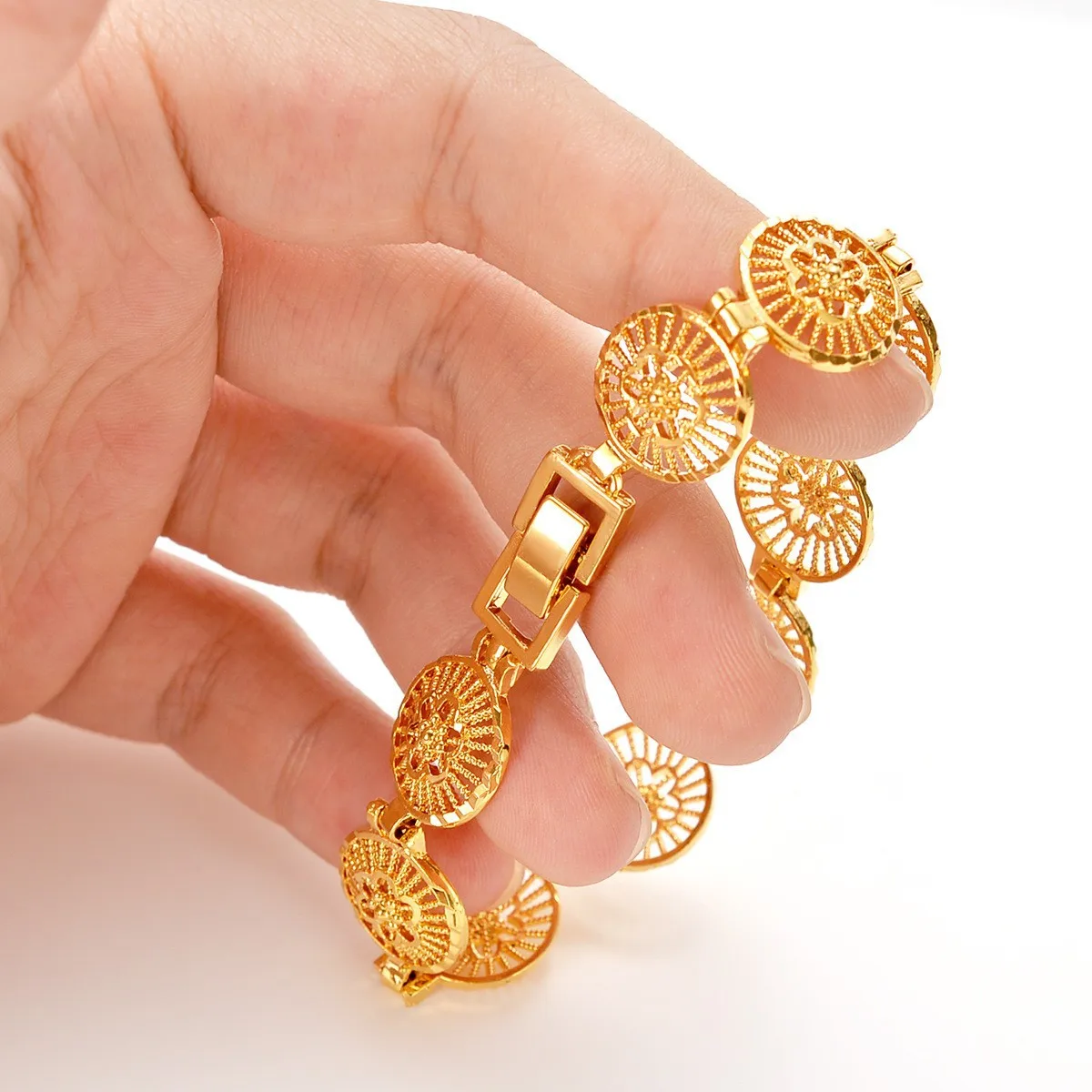 AU999 Gold Bracelet Womens Small Fresh Daisy Watch Chain Hollow 24k Pure Gold Sunflower Wrist Chain Real Gold Jewelry