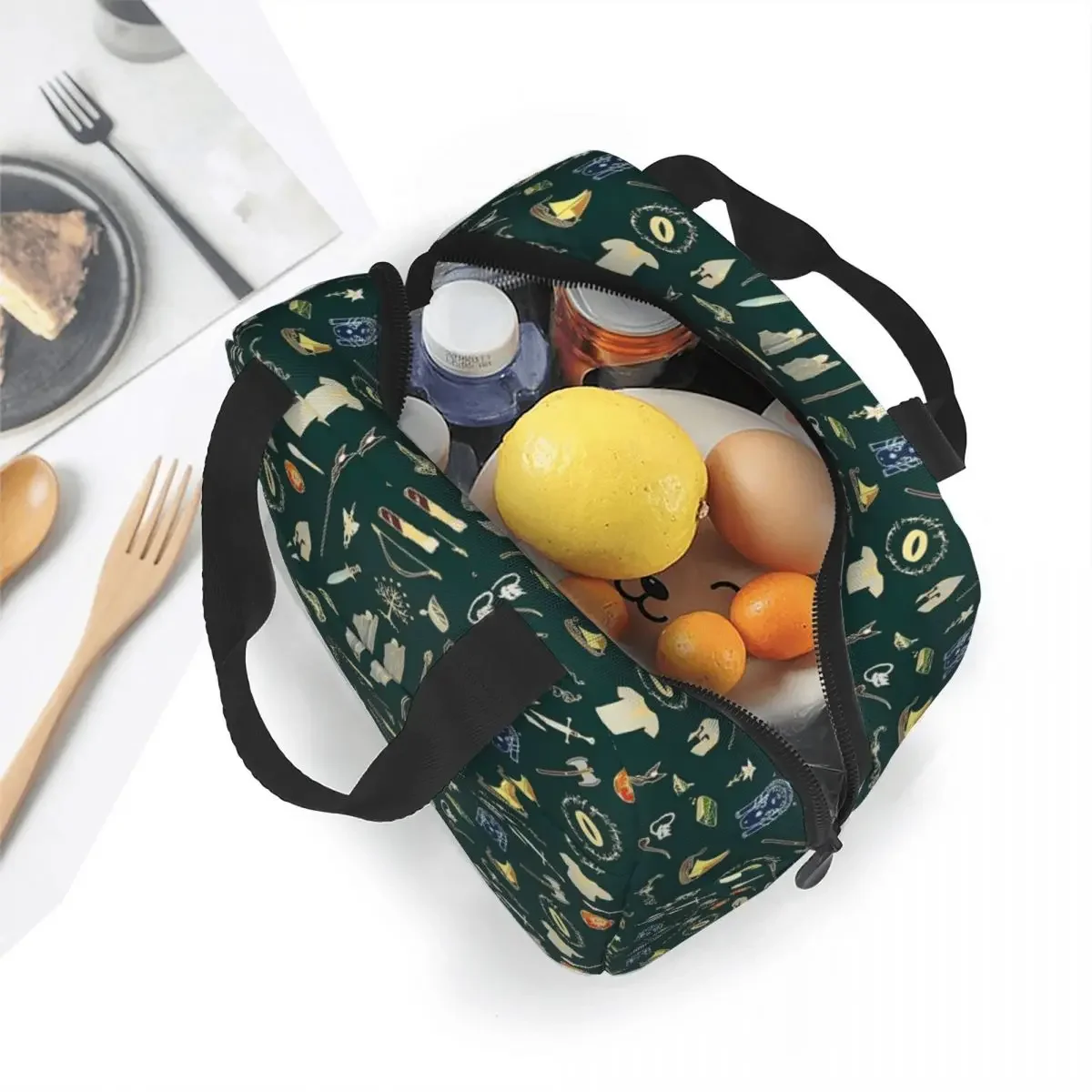 Fantasy Pattern Rex Dinosaur Insulated Lunch Bag Cooler Bag Reusable Portable Tote Lunch Box Men Women School Travel