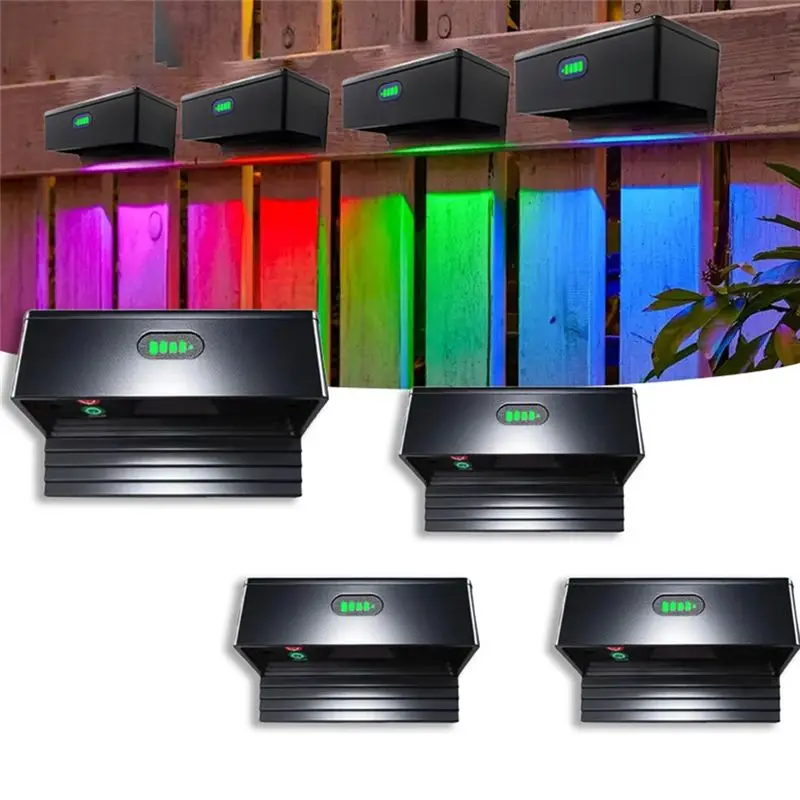 ABUH-Fence Color Solar Lights Solar Swimming Pool Edge Lights For Wall Backyard Step Railing Patio Pool