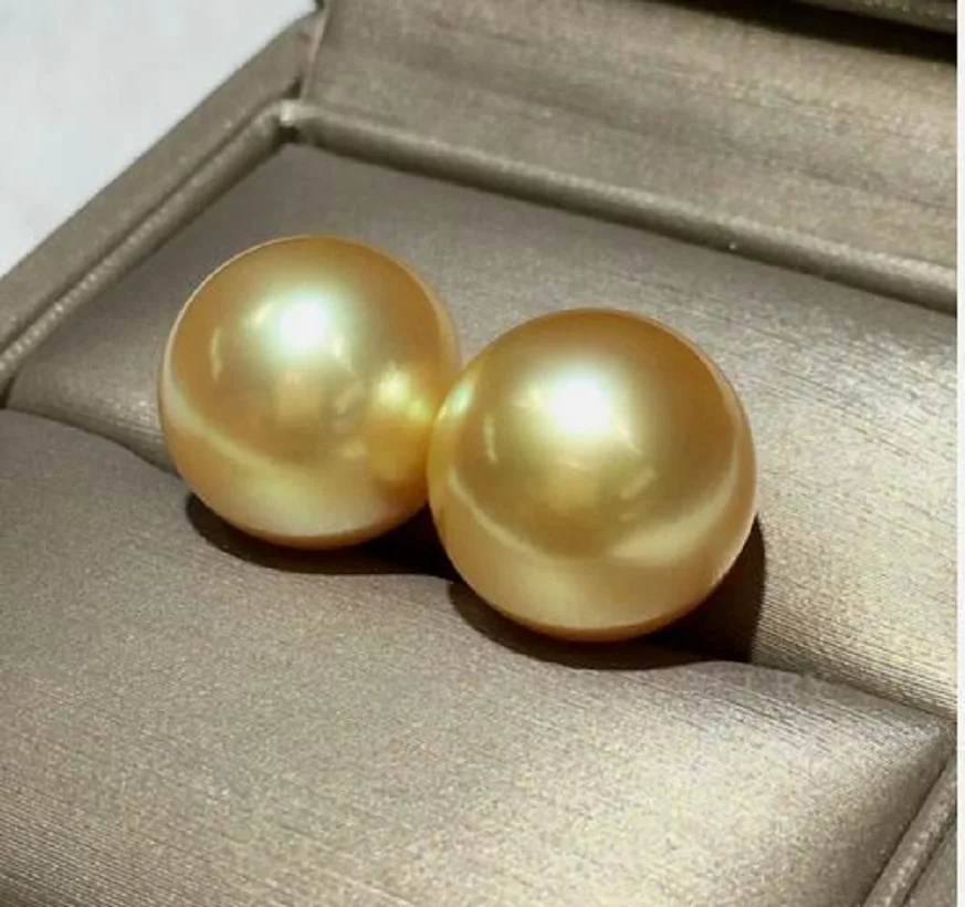 HUGE AAAA+ 12-13 mm Round Natural South Sea Golden Pearl