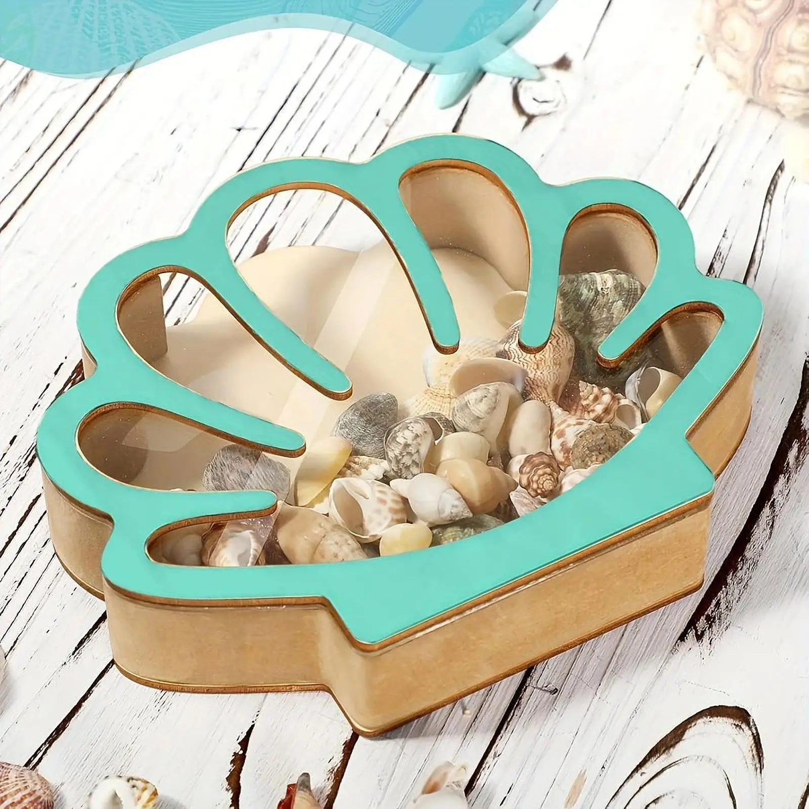 

Витрина в виде ракушки, деревянный держатель в виде ракушек для гостевого домика, гостиной, офиса