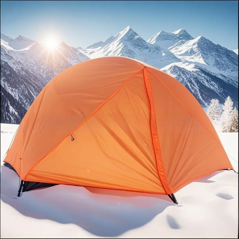 Waterproof mountaineering overnight double-layer 2 double tent, park camping tent including matching floor mat Huba tent