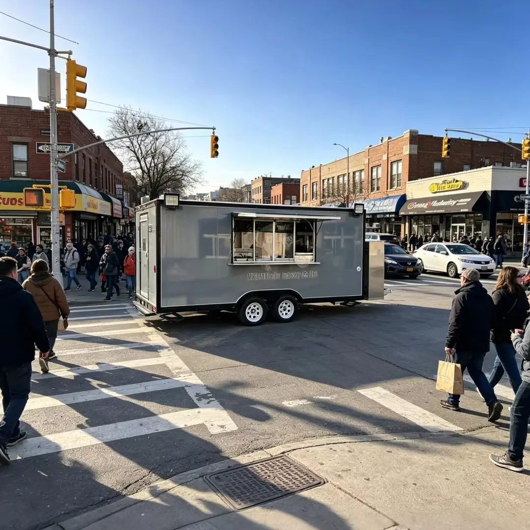 

Commercial Kitchen Food Truck - Fully Equipped Mobile Food Trailer with Hood & Stove for Fast Food Business