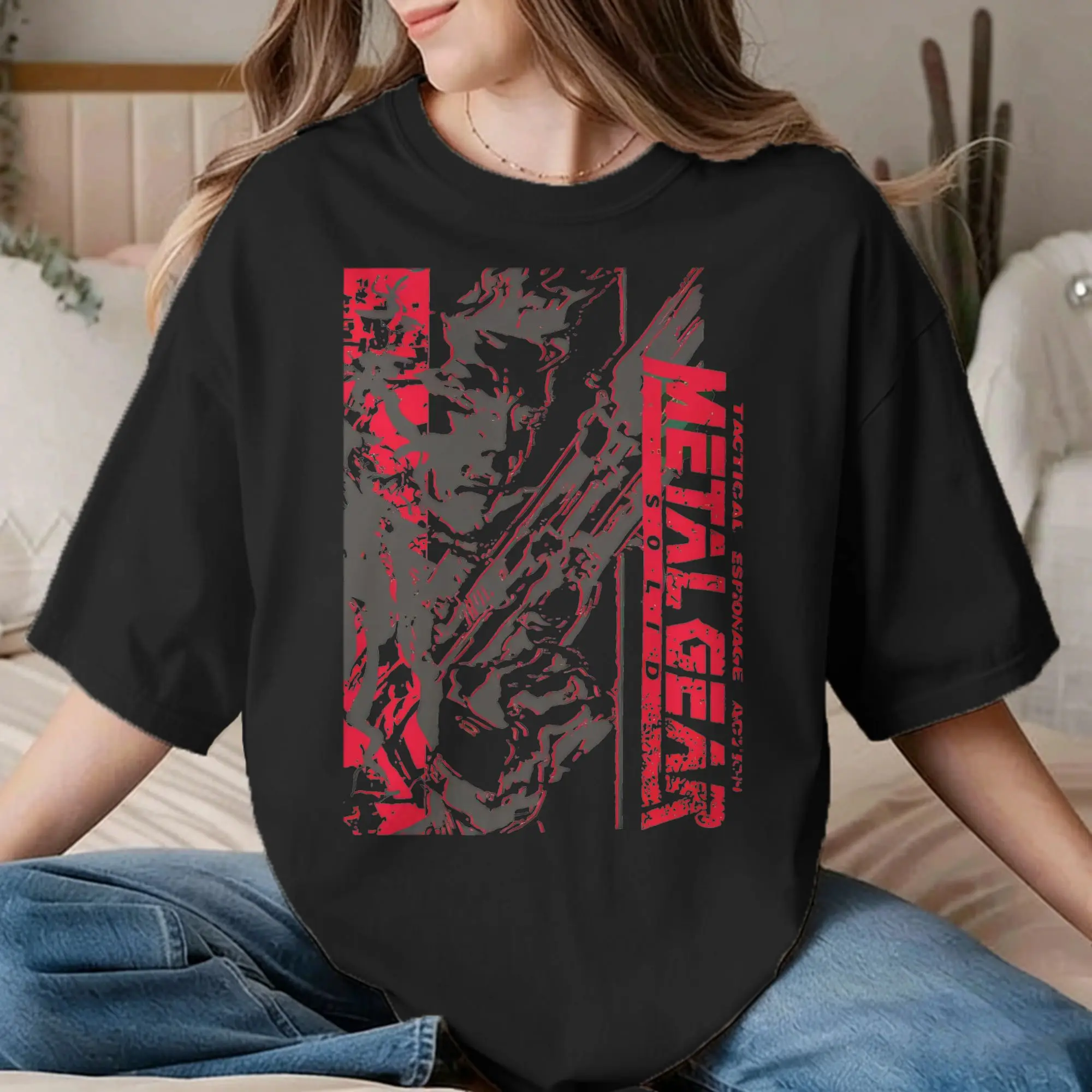 Metal Gear Solid Men Women's T Shirts MGS Vintage Tees Short Sleeve Round Collar T-Shirts 100% Cotton Plus Size Clothing
