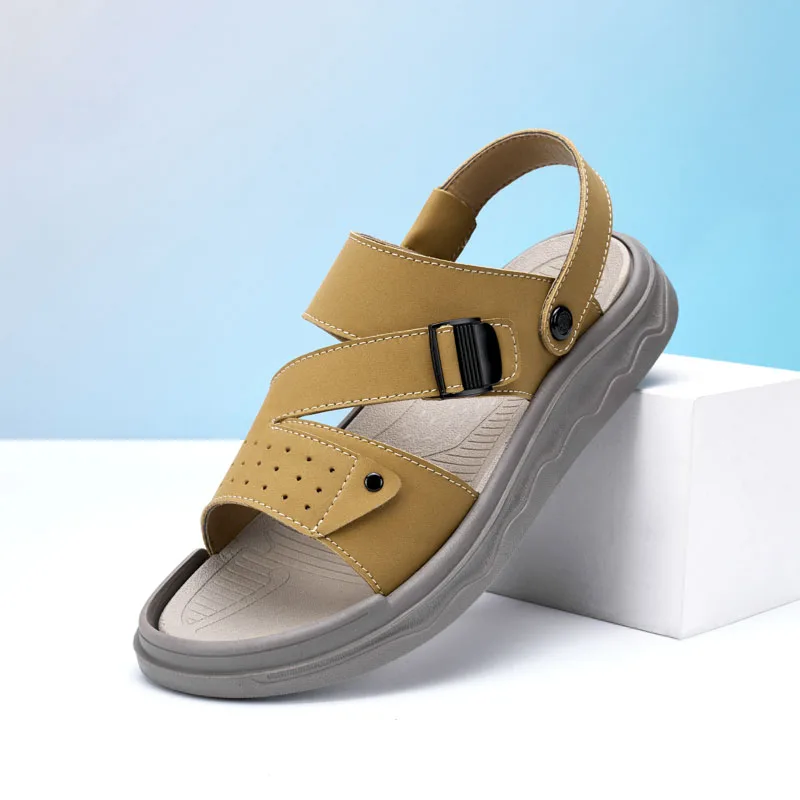 

Мужские летние сандалии в стиле ретро из натуральной кожи для пляжа