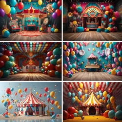Bonvvie Circus Photography Backdrop Balloon Clown Background Kids Happy Birthday Holiday Party Cake Smash Studio Banner Props