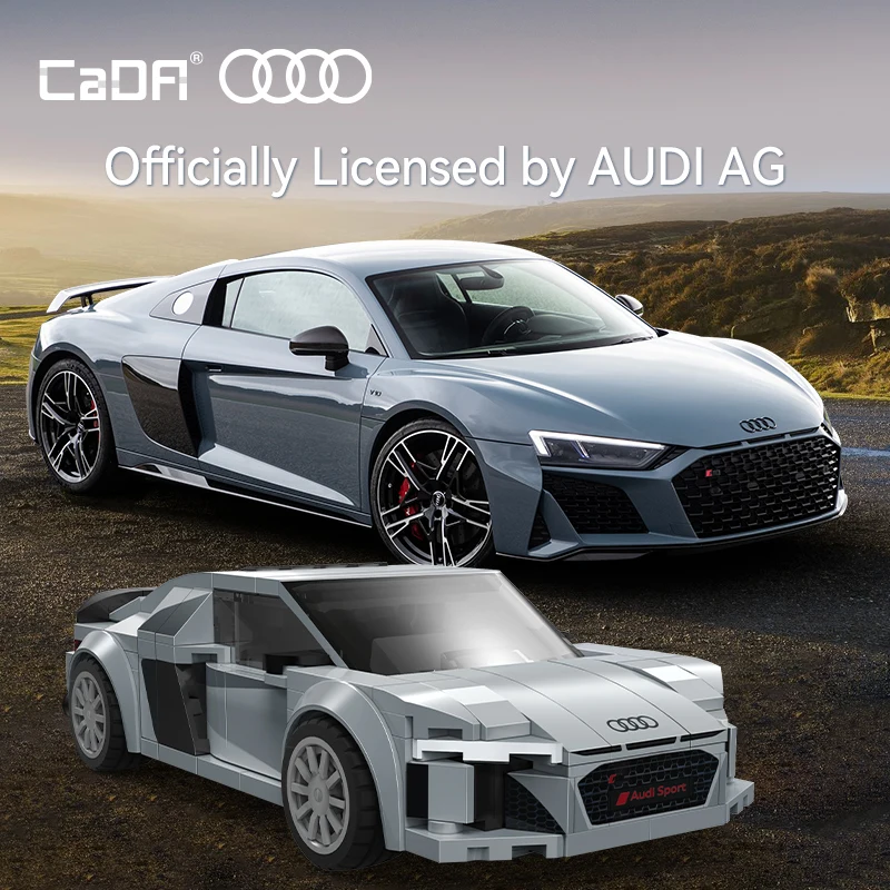 CaDA 1:24 Building Blocks Car Set Super Racing Car 199Pcs Classic Retro R8 Bricks Birthday Christmas Gift For Adult Boys