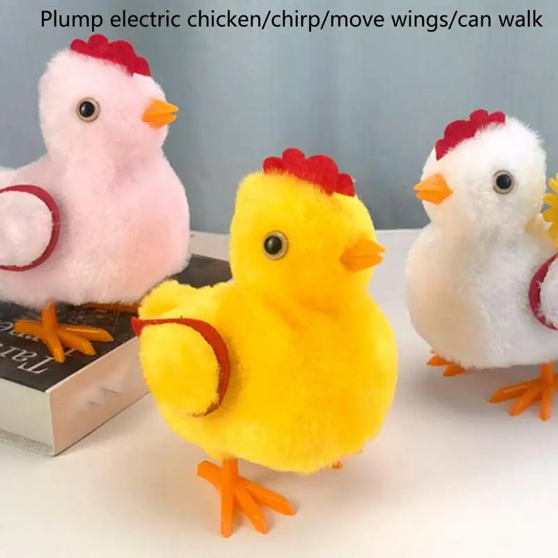 Pollo de peluche, juguete electrónico de pollo de peluche con sonidos y movimientos, alas suaves para saltar, batería de pollo para caminar