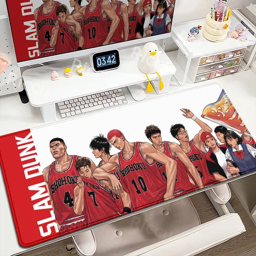 Imagen 2 del producto Alfombrilla de ratón XXL de Anime Slam Dunk, alfombrilla de mesa grande antideslizante para Gamer, accesorios para Pc, alfombrilla con borde de bloqueo, alfombrillas de escritorio de goma para gabinete de teclado